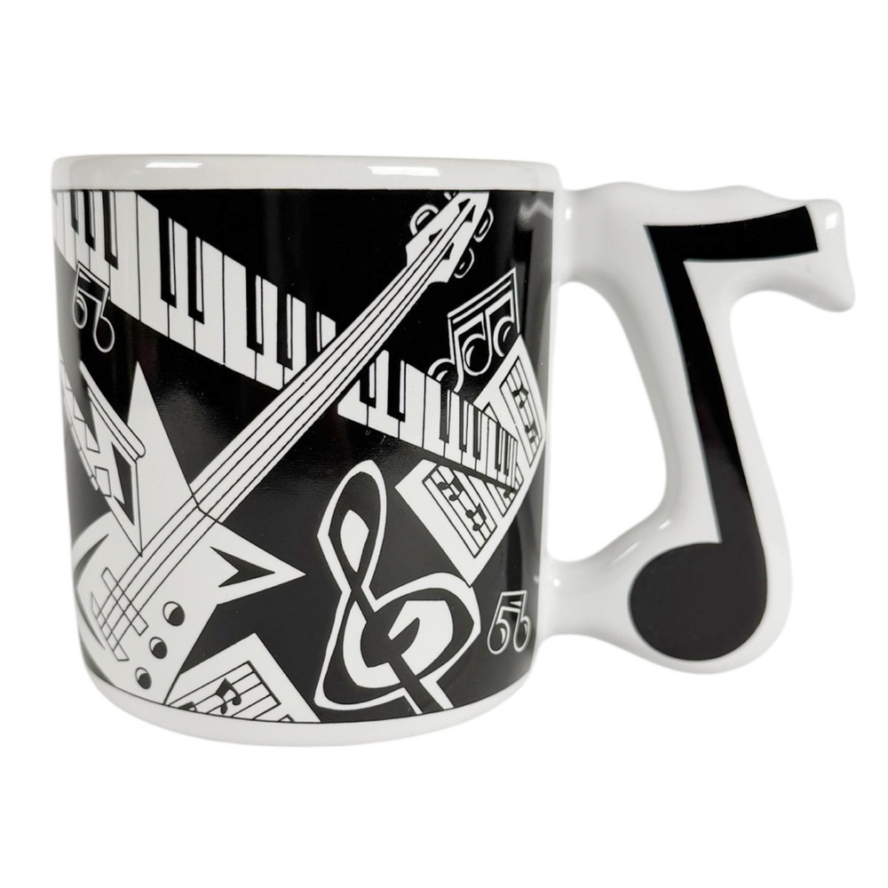 Russ Berrie & Co. | Vintage Musical Notes/Instruments Black & White Designed Mug